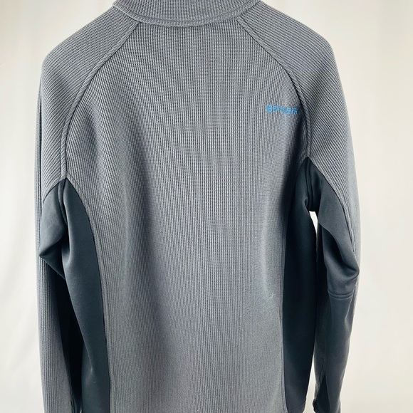 Spyder Mens XL Grey Outbound 1/2 Zip Pullover Sweater Blue Spider Logo Waffle - Picture 2 of 11